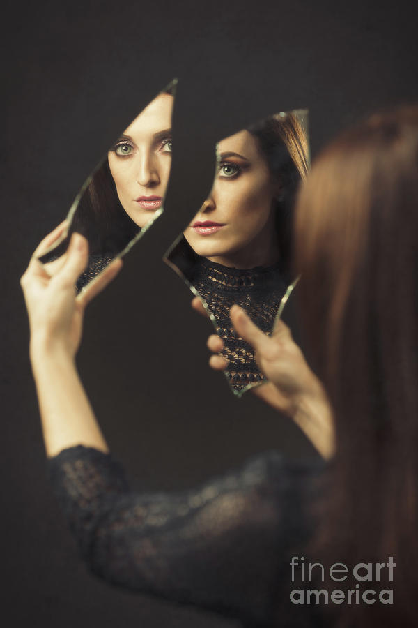Reflection Of Woman In Broken Mirror Photograph By Amanda Elwell