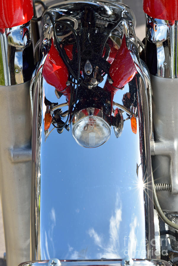 Motorcycle Photograph - Reflection on a 1974 Honda CB350 by George Atsametakis