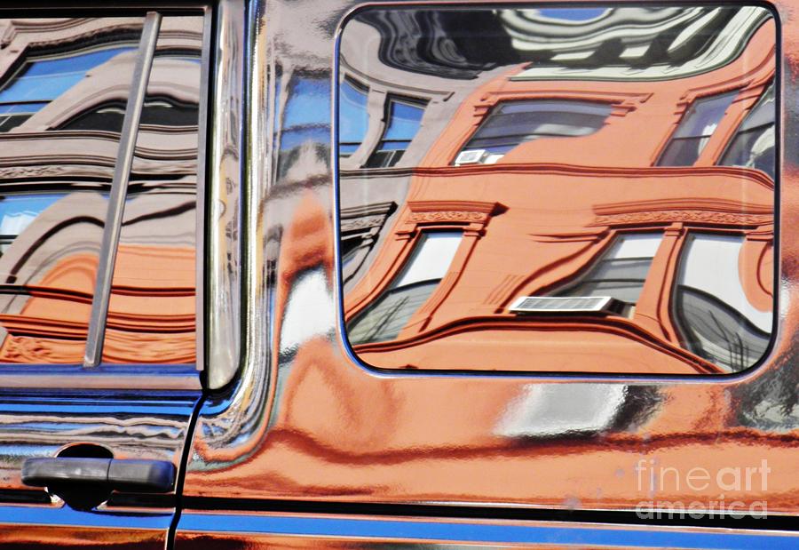 Car Photograph - Reflection on a Parked Car 9 by Sarah Loft