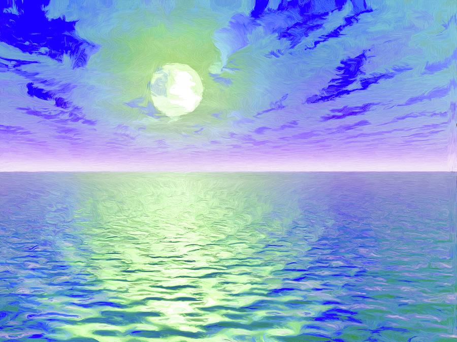 Ocean Painting - Reflection on Ocean blue green 6 by Susanna Katherine