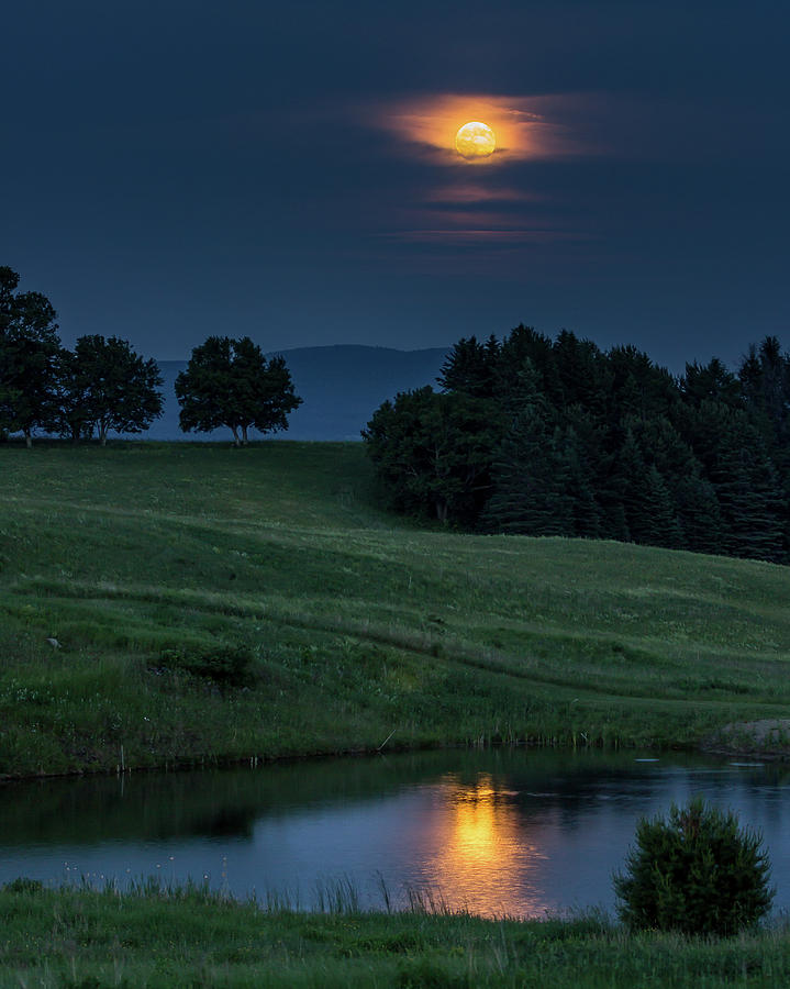 Reflection on the Summer Solstice Full Moon Photograph by Tim Kirchoff