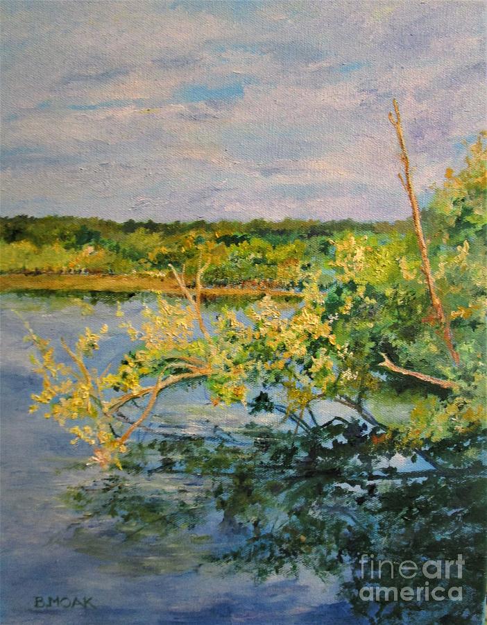 Reflection on the Waterway at Robinson Preserve Painting by Barbara Moak