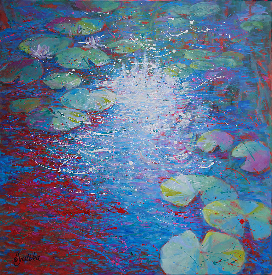 Reflection Pond with Liles Painting by Jyotika Shroff