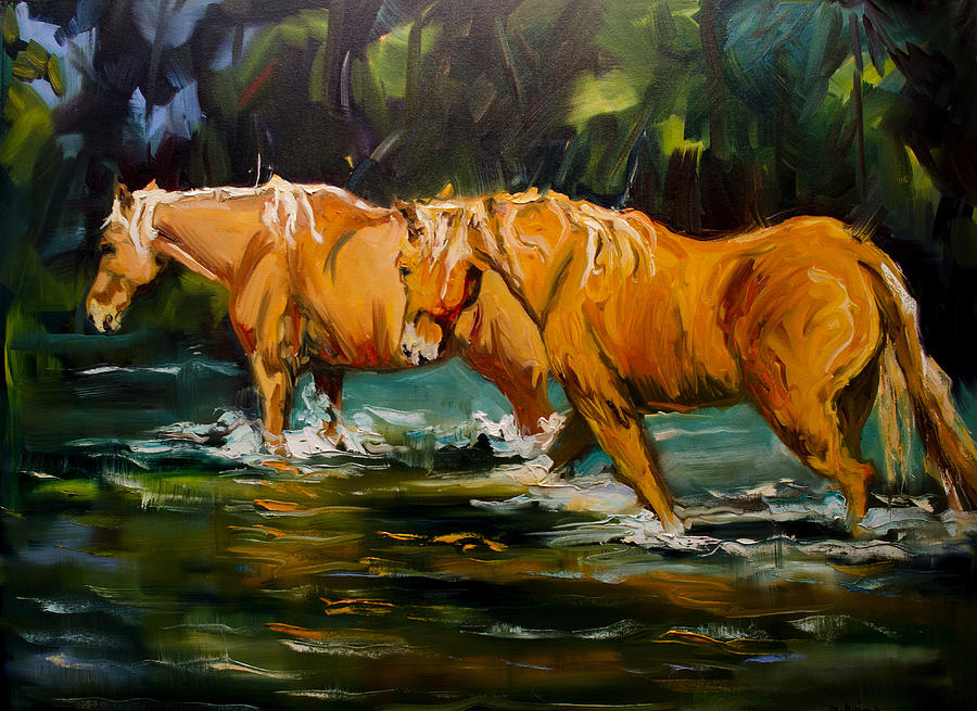 Reflection River Horse Painting by Diane Whitehead