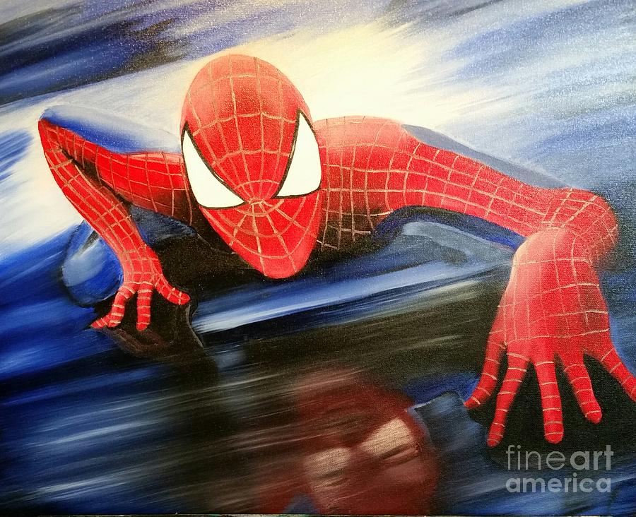 Spider-man Movie Painting - Reflection by Roxane Gabriel
