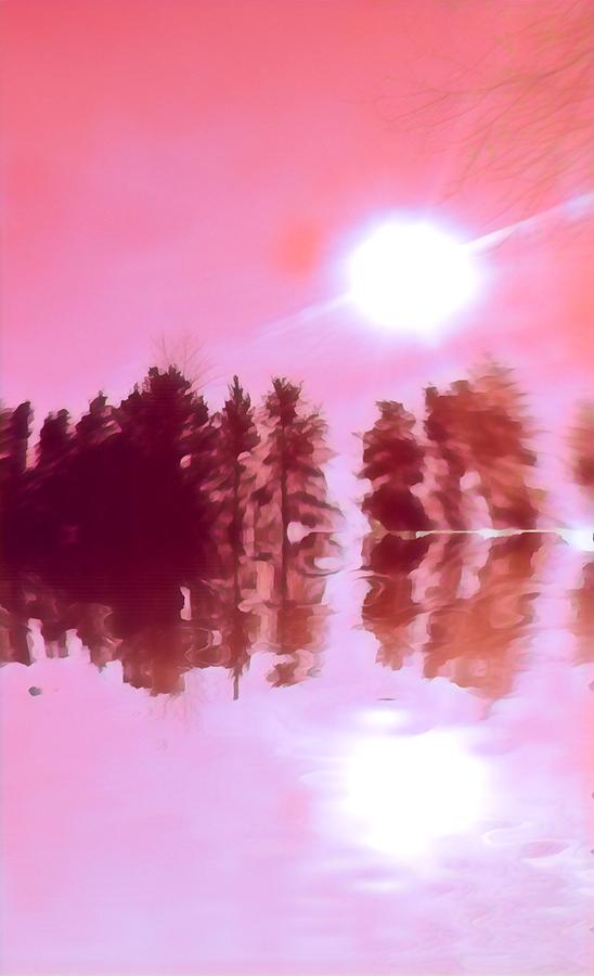 Tree Digital Art - Reflections 1 Pink by Brenda Plyer