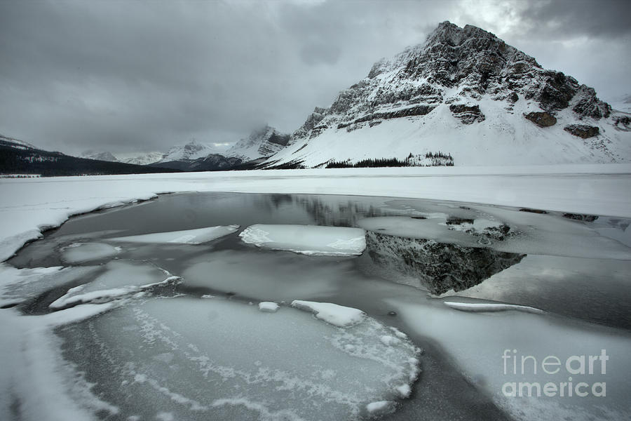Reflections Among The Bow Lake Ice Chunks Photograph by Adam Jewell