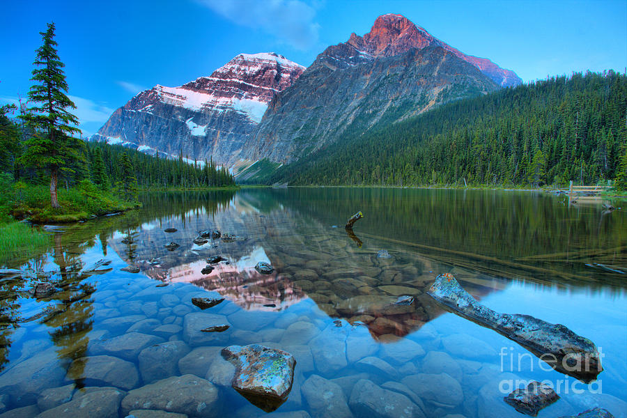 Reflections And Boulders At Cavell Lake Photograph by Adam Jewell