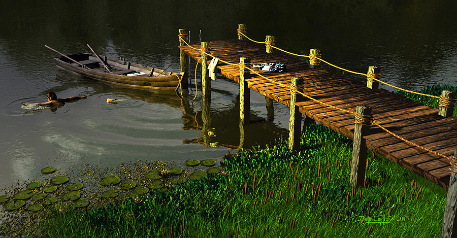 Reflections in a Restless Pond Digital Art by Dieter Carlton