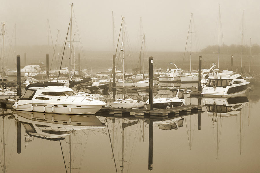 Boat Photograph - Reflections in the Mist. by Terence Davis