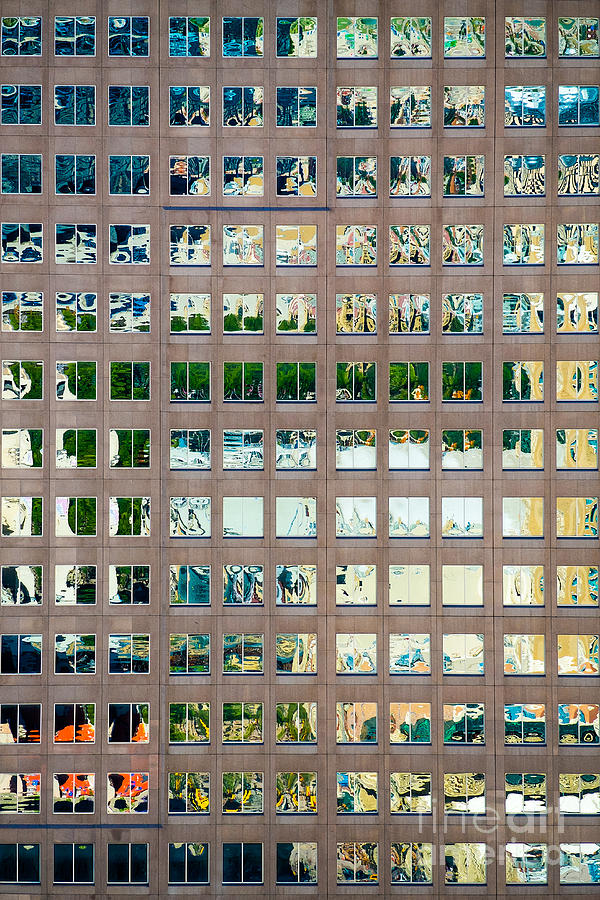 Abstract Photograph - Reflections in Windows of Office Building by Bryan Mullennix
