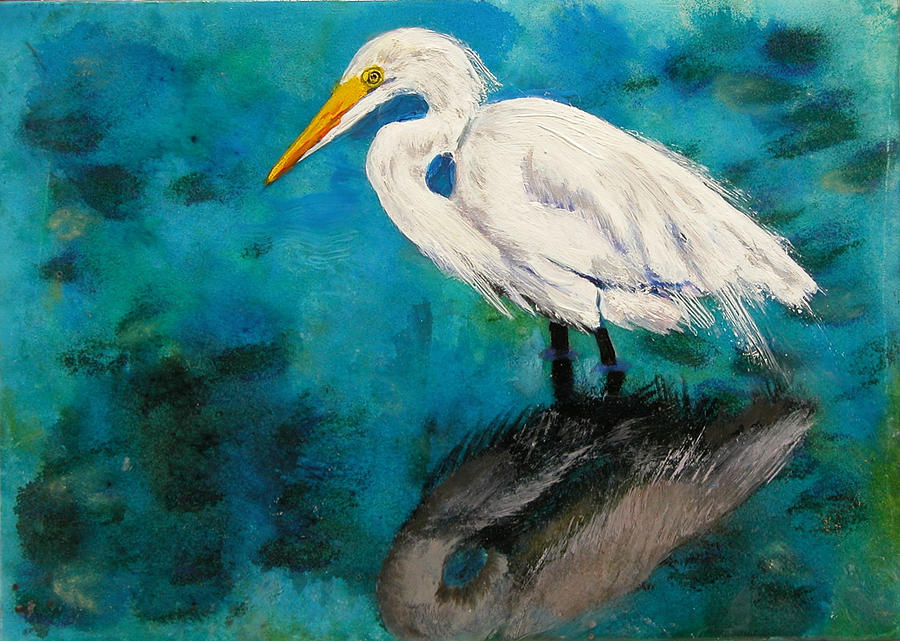 Egret Pastel - Reflections by Laura Gabel Egret Pastel - Reflections by Laura Gabel