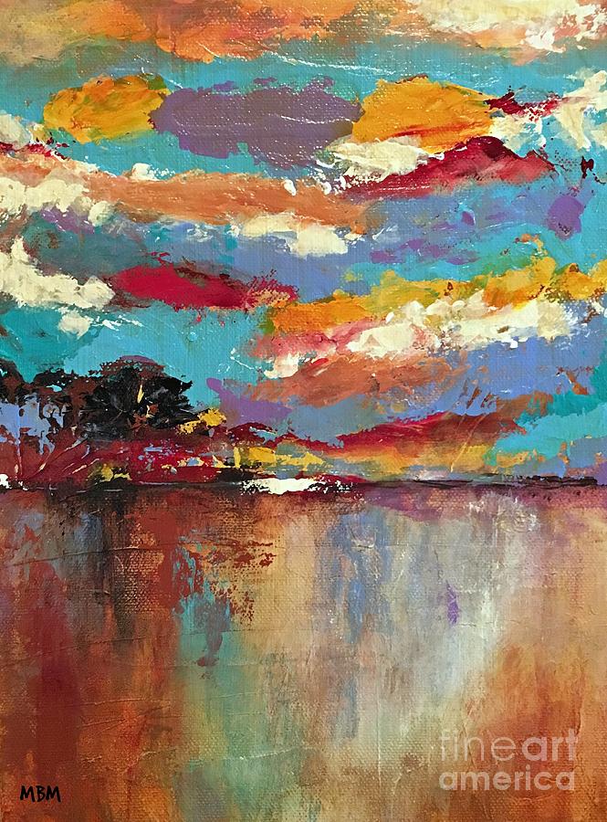 Sunset Painting - Reflections by Mary Mirabal