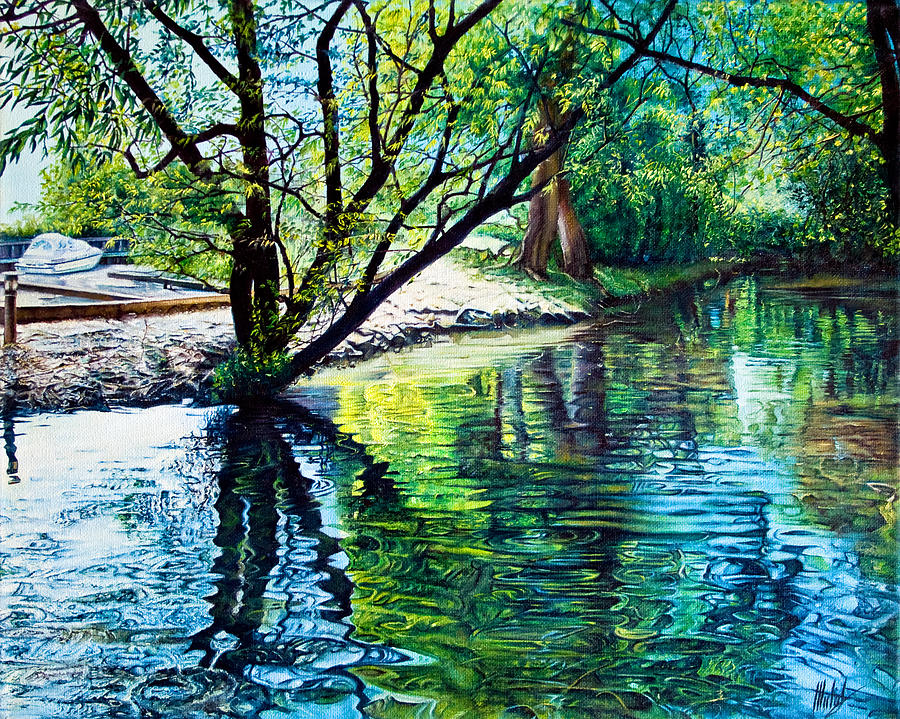 Trees Reflections Painting by Michelangelo Rossi