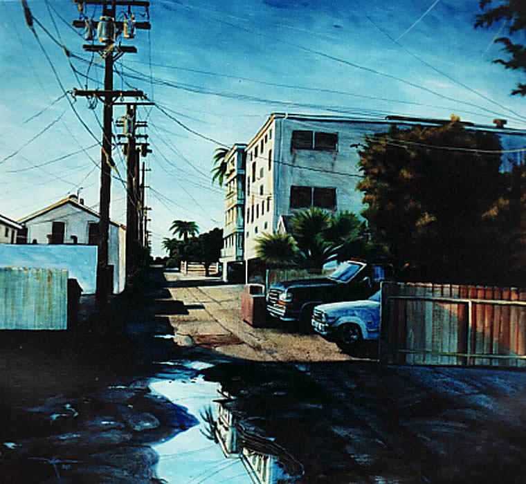 Cityscapes Painting - Reflections Of Blue by Duke Windsor Cityscapes Painting - Reflections Of Blue by Duke Windsor