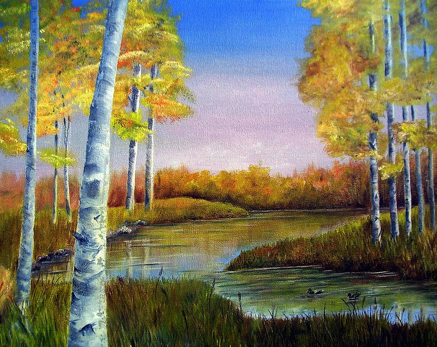 Reflections of Fall Painting by AMD Dickinson