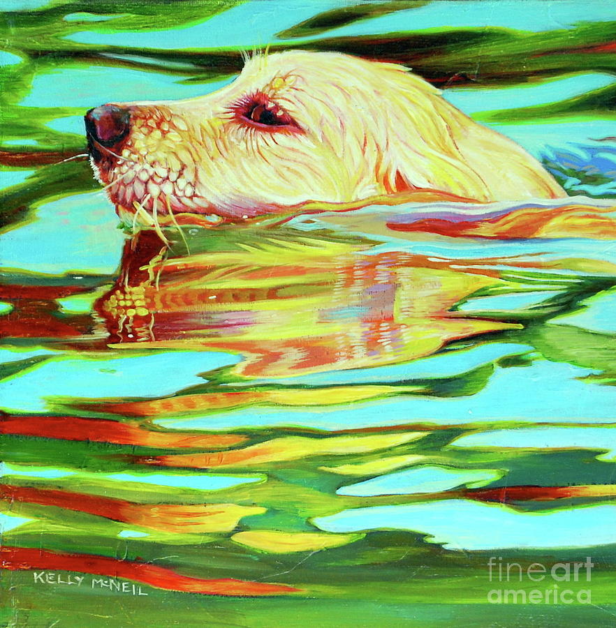 Dog Painting - Reflections of Gold by Kelly McNeil