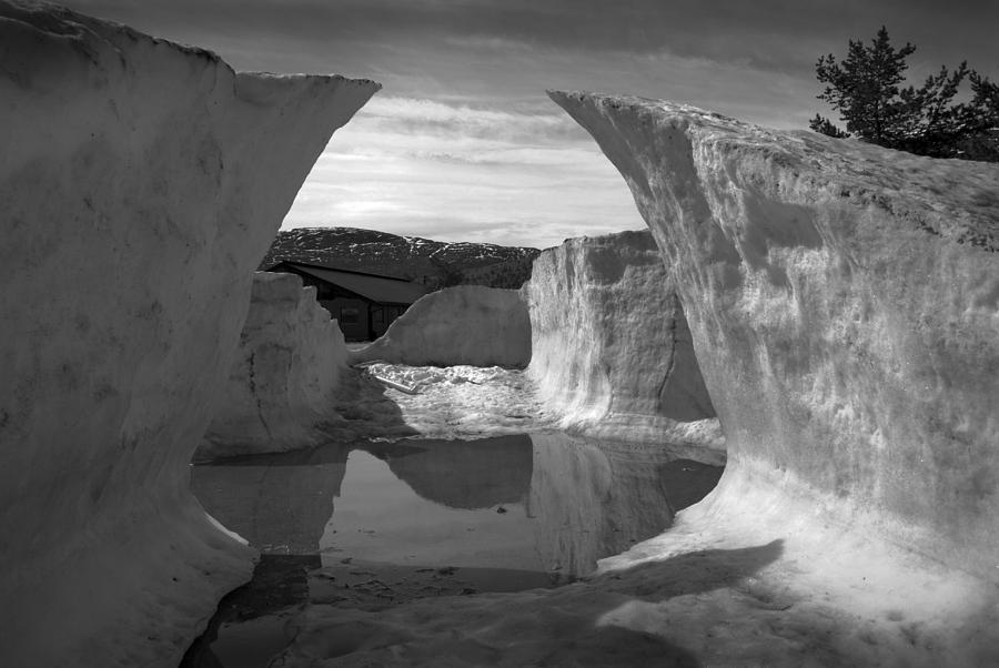 Black And White Photograph - Reflections of Ice by Terence Davis