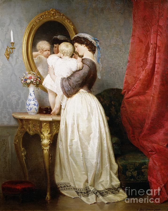 Flower Painting - Reflections of Maternal Love by Robert Julius Beyschlag
