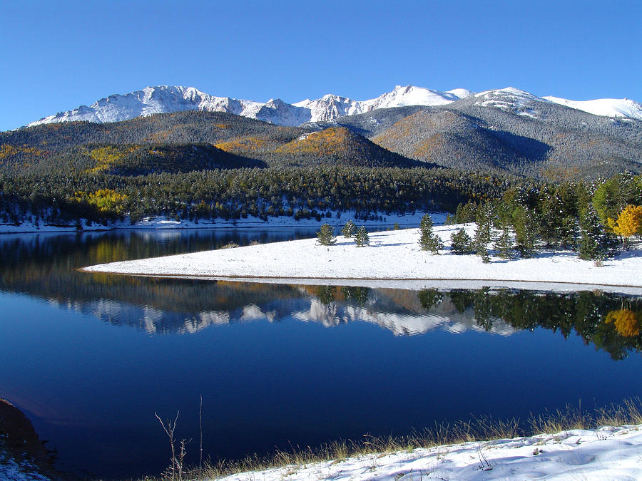 Reflections of Pikes Peak in Crystal Reservoir Photograph by Carol Milisen