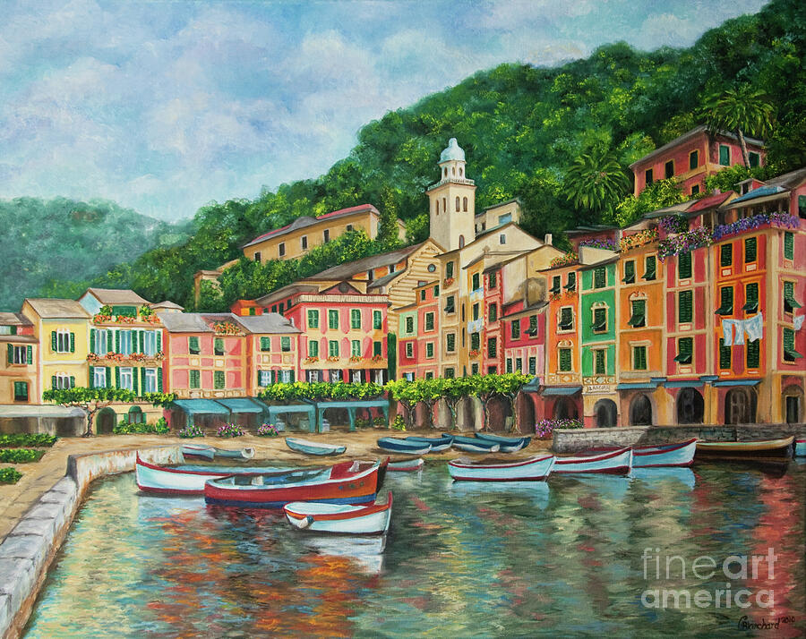 Reflections Of Portofino Painting by Charlotte Blanchard