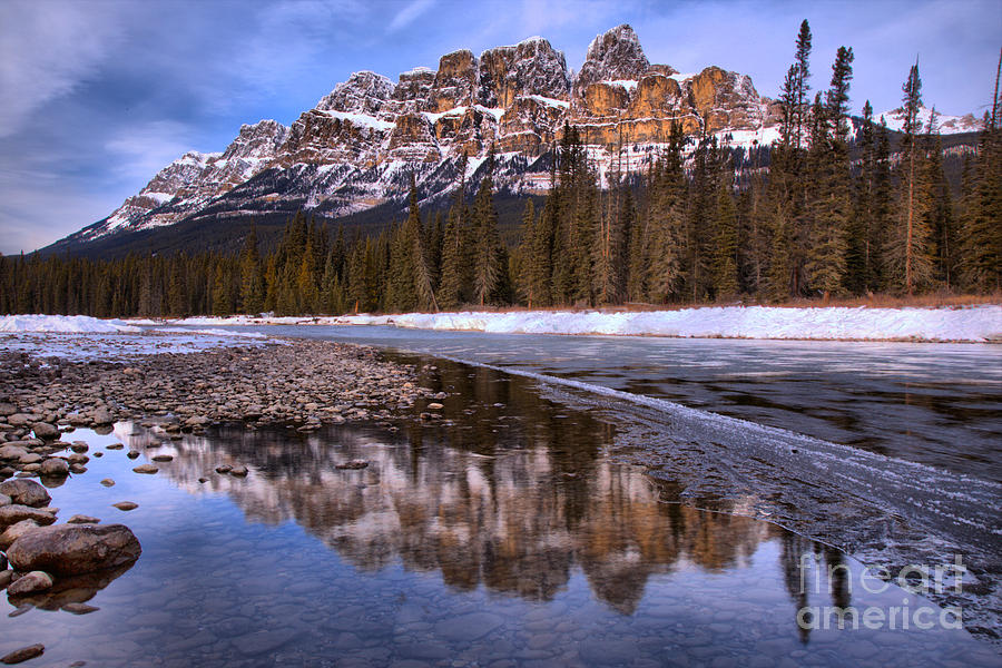 Reflections Of The Castle Mountain Peaks Photograph by Adam Jewell