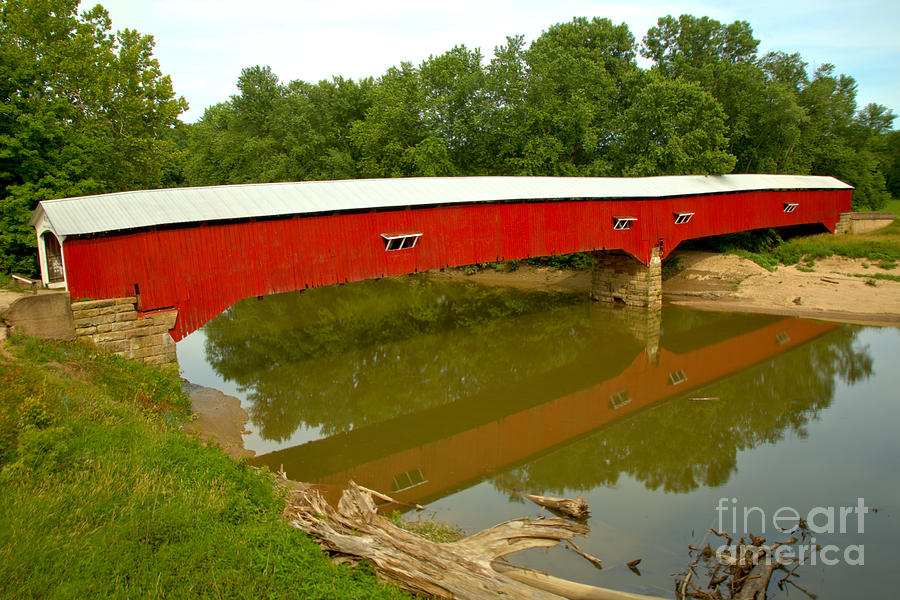 Reflections Of The West Union Covered Bridge Photograph by Adam Jewell