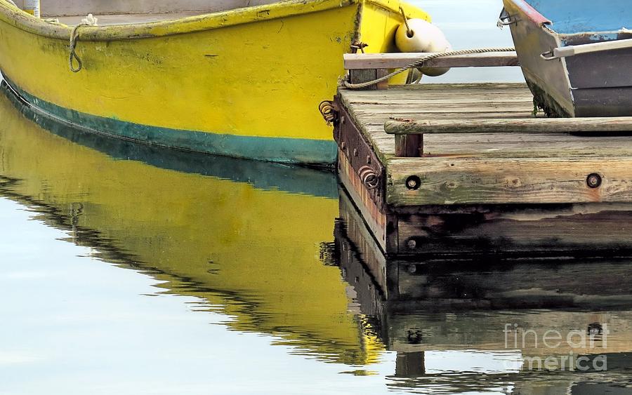Reflections of Yellow Skiff Photograph by Janice Drew