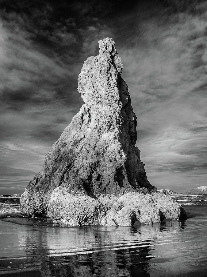 Reflections on an Infrared Sea Stack Photograph by Greg Nyquist