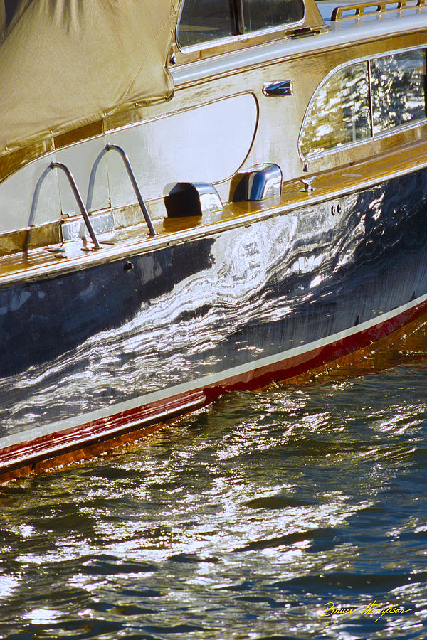 Boat Photograph - Reflections on Lorelei - Lake Geneva Wisconsin by Bruce Thompson