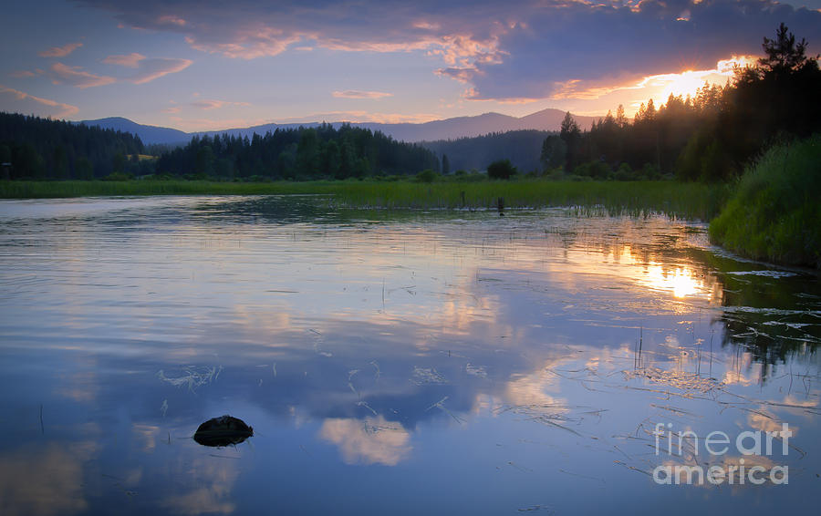 Sunset Photograph - Reflections on Mica Bay by Idaho Scenic Images Linda Lantzy