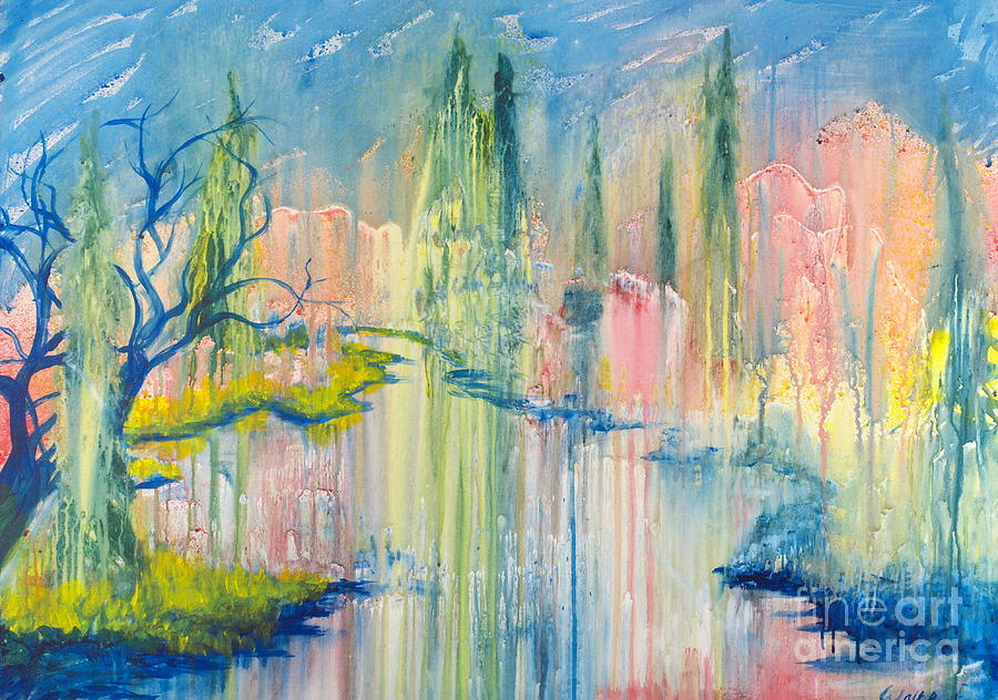 Reflections on Pond Painting by Walt Brodis