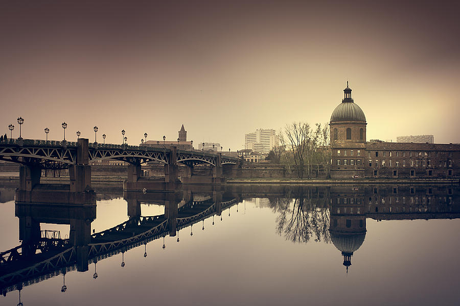 Architecture Photograph - Reflections on the Garonne in Toulouse by Mickael PLICHARD