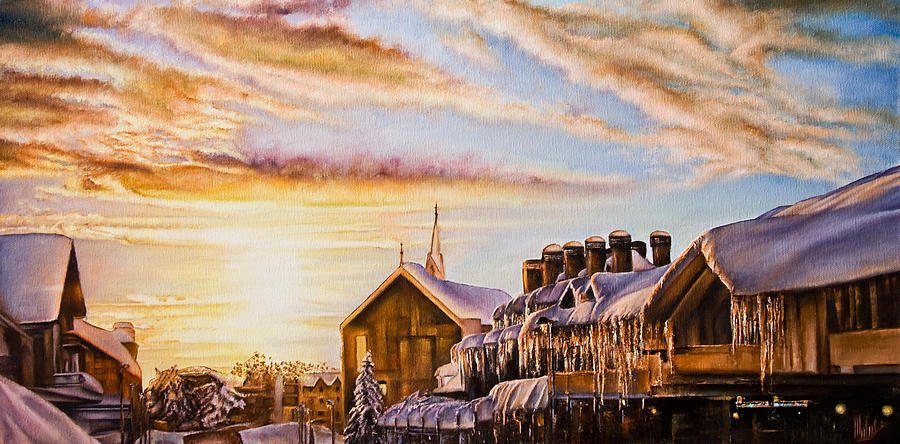 Sunset On The Snow Painting by Michelangelo Rossi