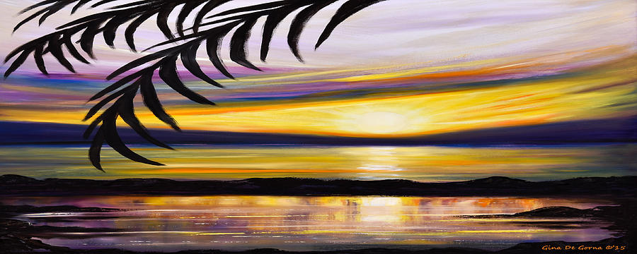 Reflections - Panoramic Sunset Painting by Gina De Gorna