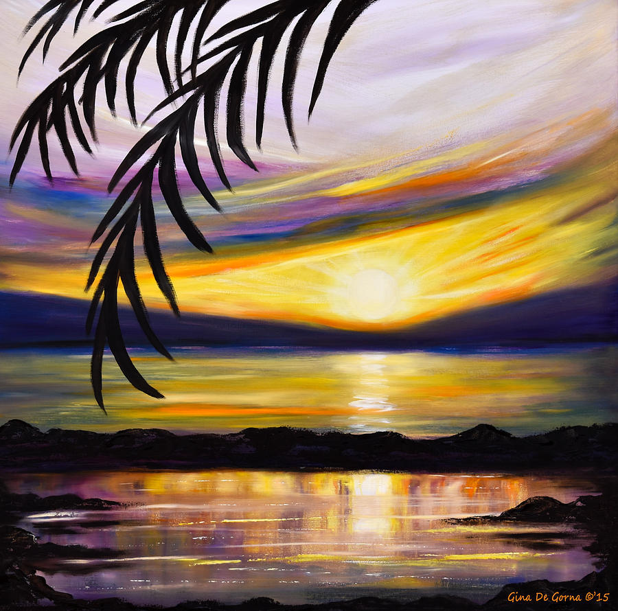 Reflections - Square Sunset Painting by Gina De Gorna