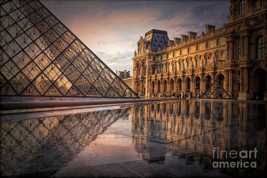Reflections The Louvre I.M Pei Architect Paris France  Photograph by Chuck Kuhn
