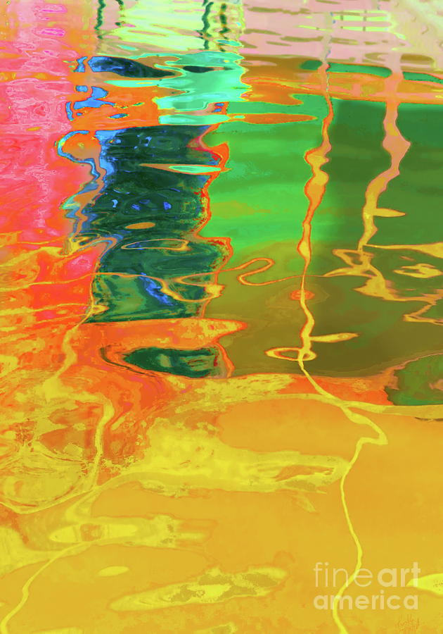 Reflections yellow pink green n orange Photograph by Priscilla Batzell Expressionist Art Studio Gallery