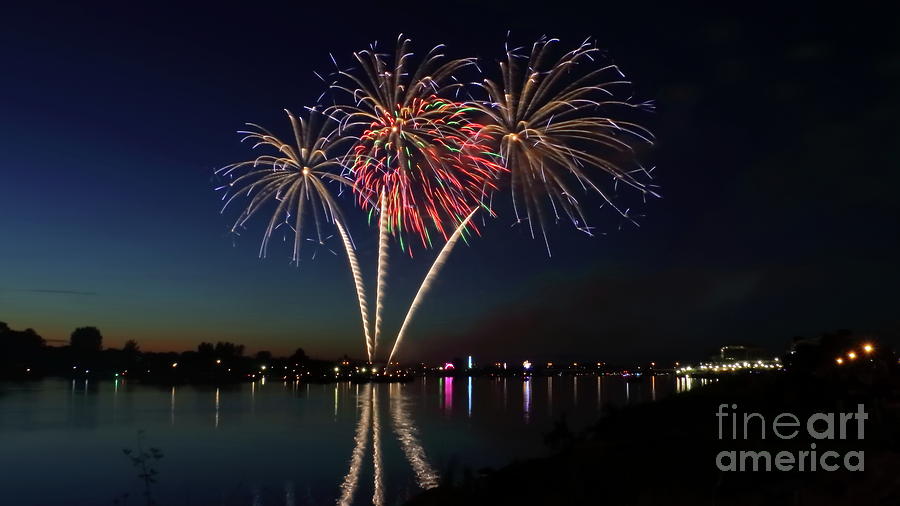 Reflective Fireworks Photograph by Erick Schmidt