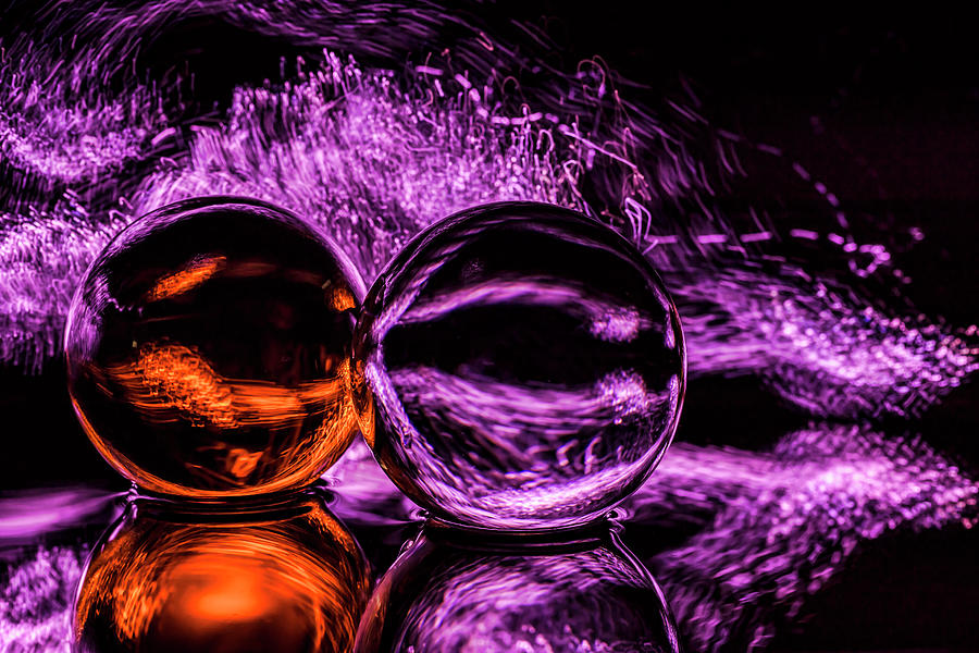 Reflective Light Painted Glass Ball Abstract Photograph by Sven Brogren