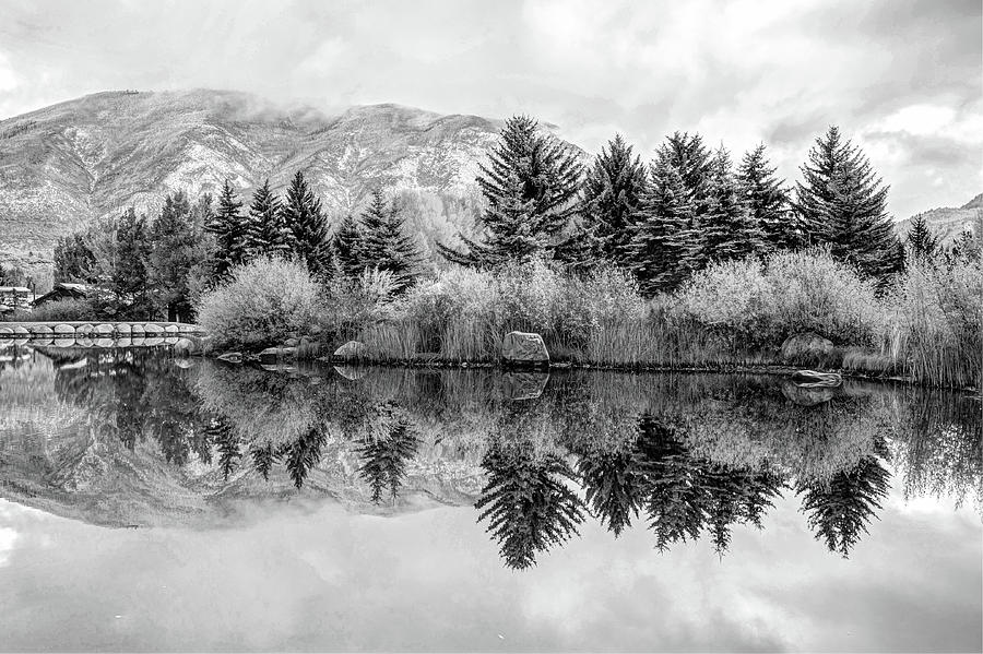 Fall Photograph - Reflective Morning in Black and White by Gregory Ballos