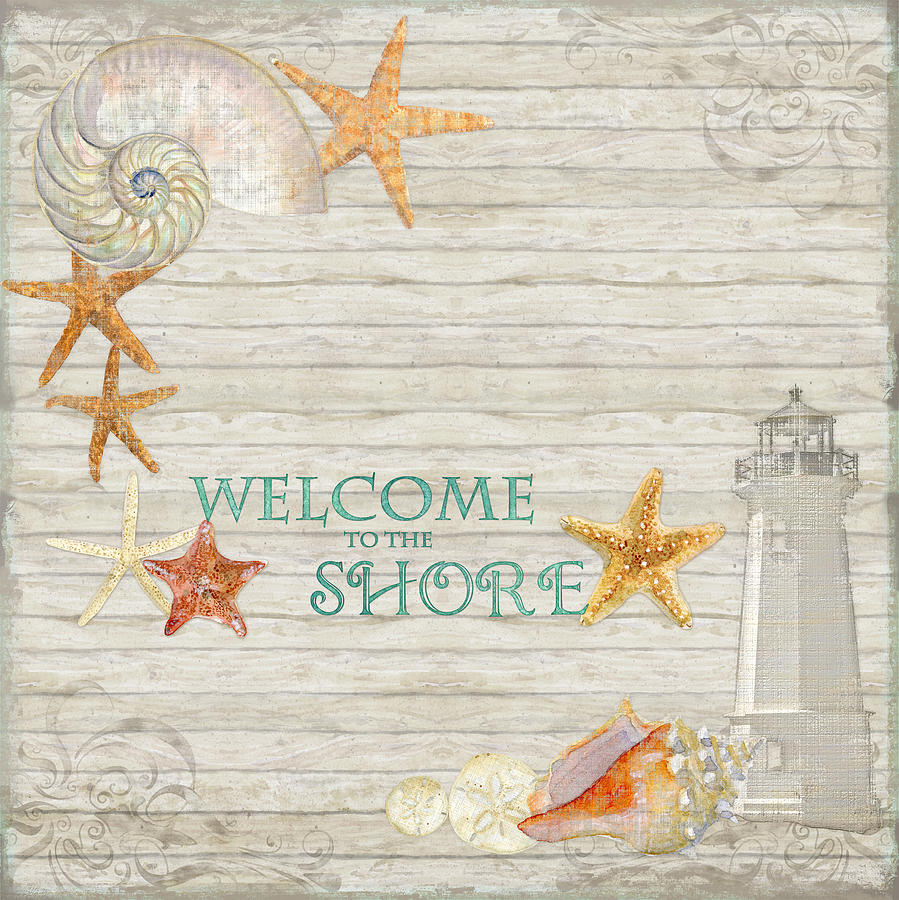 Refreshing Shores - Welcome to the Shore Lighthouse Painting by Audrey Jeanne Roberts