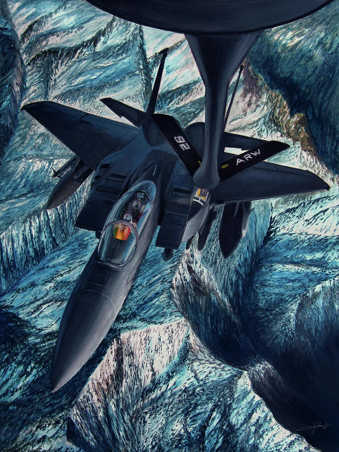 Jet Painting - Refueling the Strike Eagle by Dale Jackson
