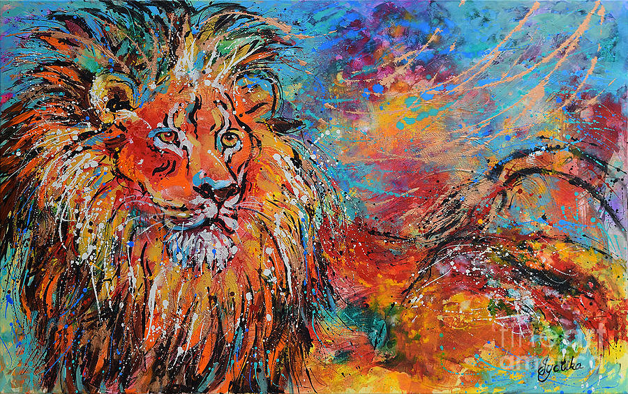 Regal Lion  Painting by Jyotika Shroff