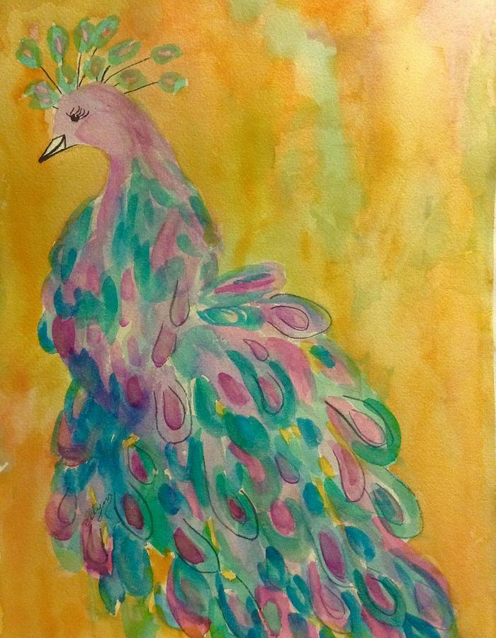 Regal Peacock Painting by Ellen Levinson