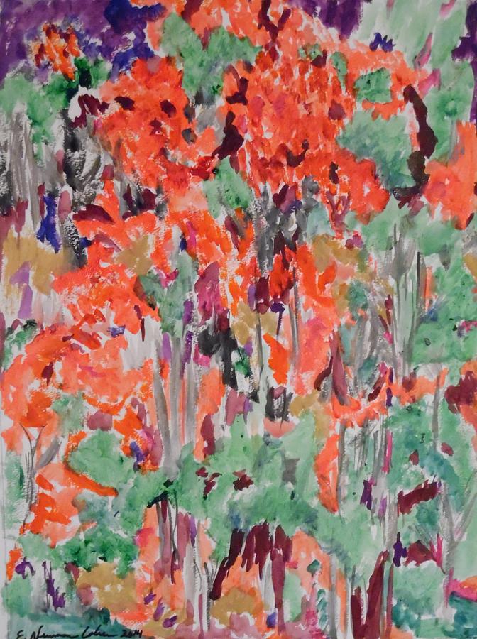 Regal Red Fall Foliage Painting by Esther Newman-Cohen