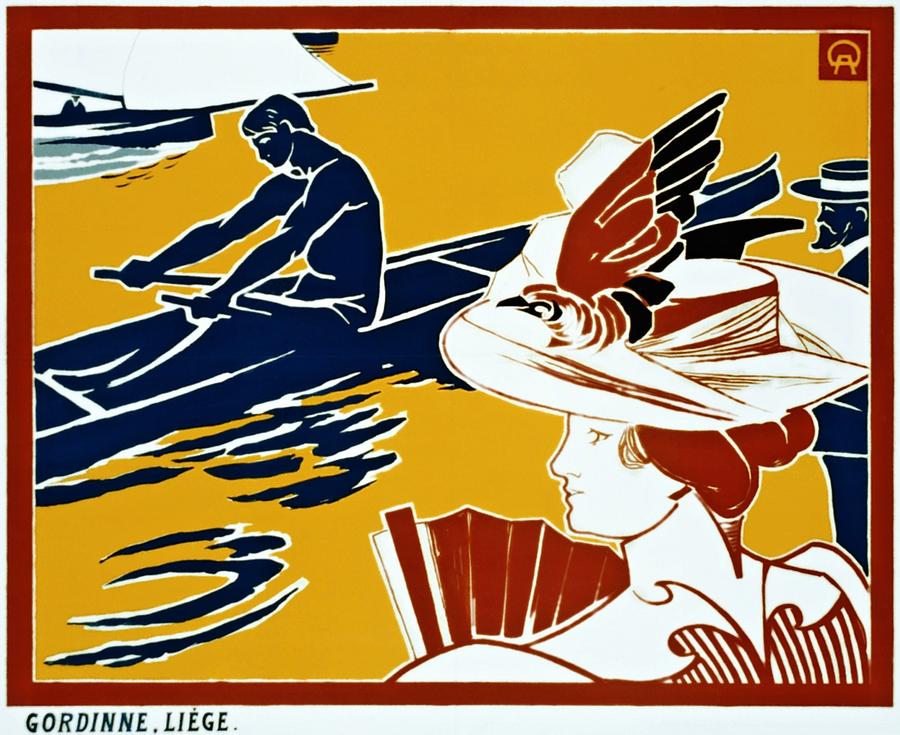 Regate et chapeau a plumes, advertising poster, ca. 1895 Painting by Vincent Monozlay