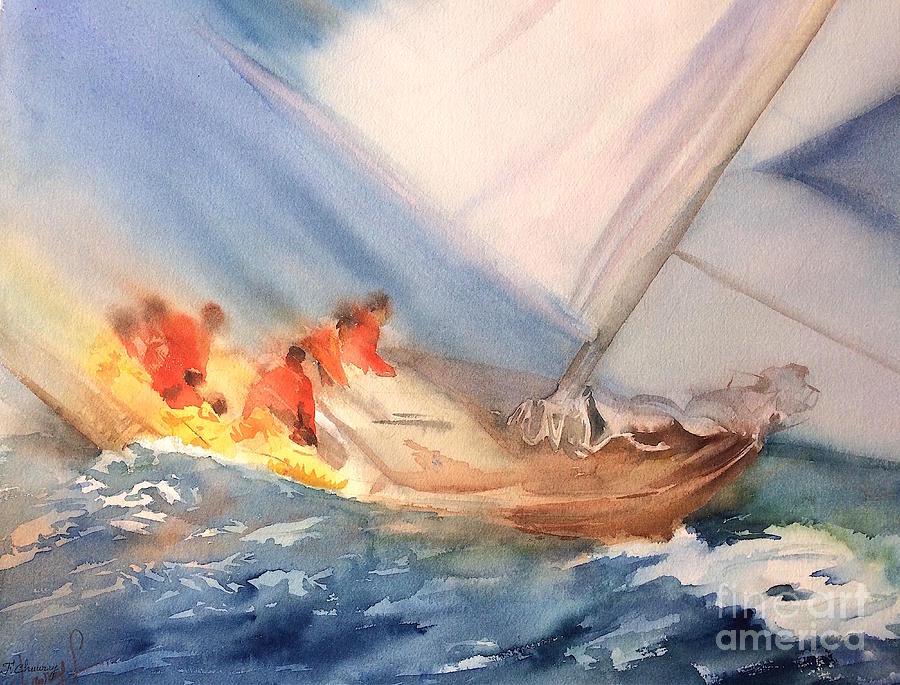Regate Marine Painting by Francoise Chauray
