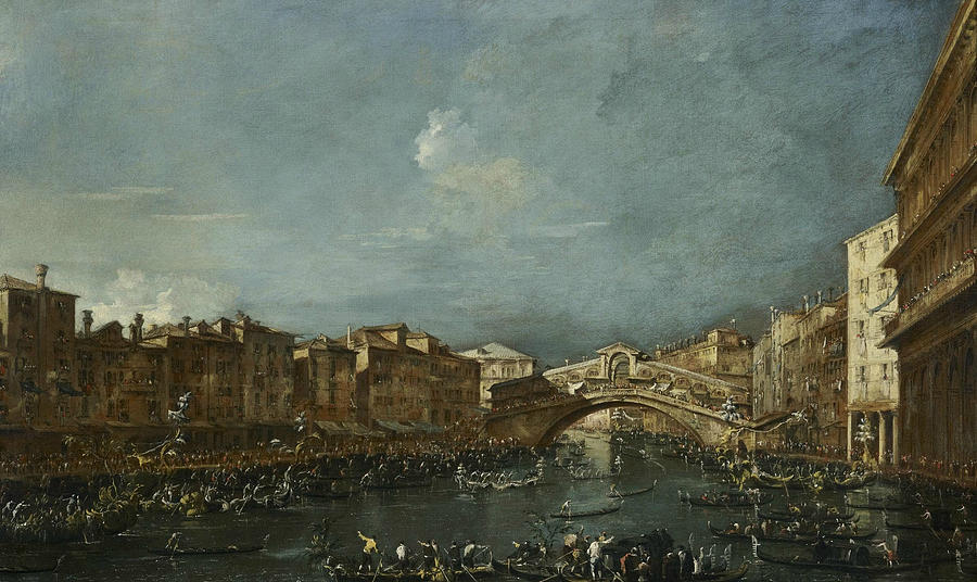 Regatta at the Rialto Bridge Painting by Francesco Guardi
