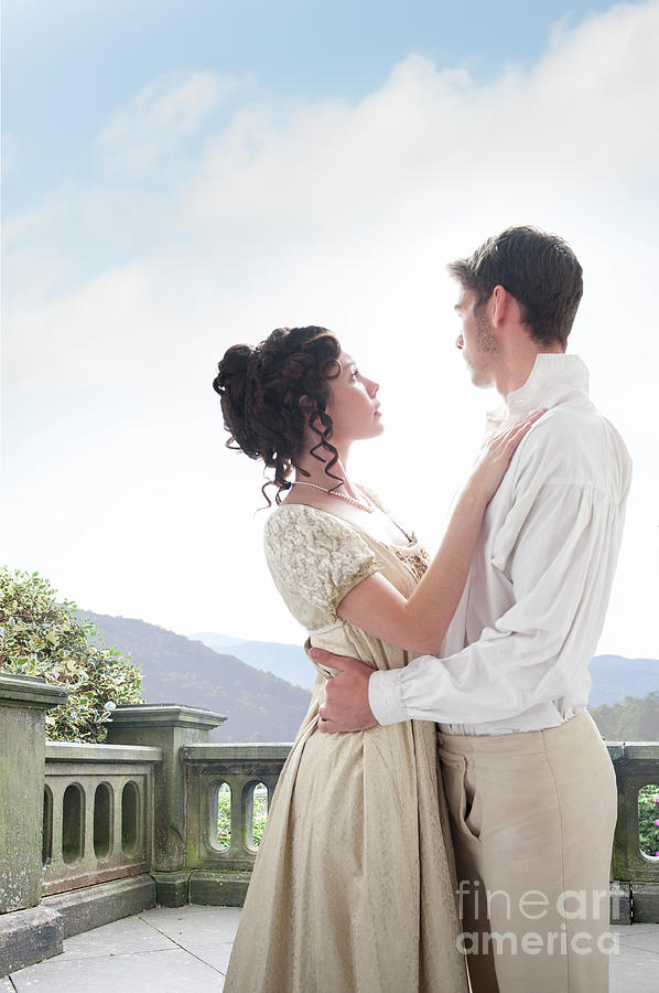 Regency Couple Embracing On The Terrace Photograph by Lee Avison